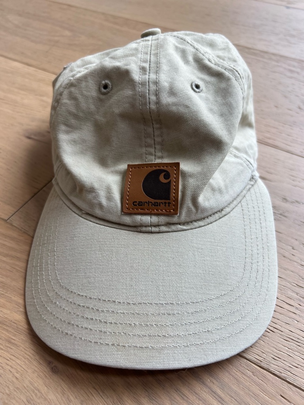 Carhartt Light Tan Canvas Cap with Leather Logo Patch
